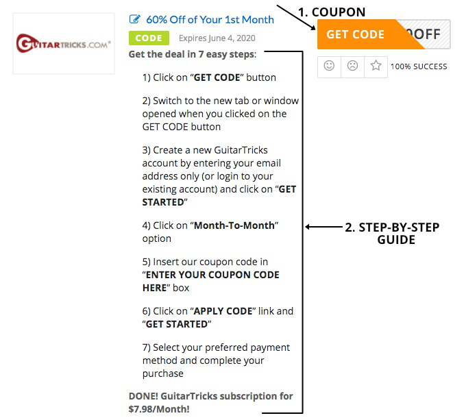 How use Guitar Tricks Coupon